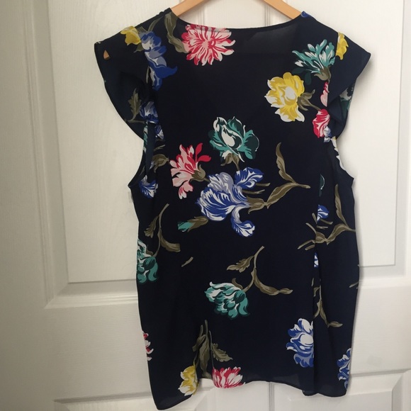 Joe Fresh Blue Floral Blouse, Size M - Picture 6 of 7